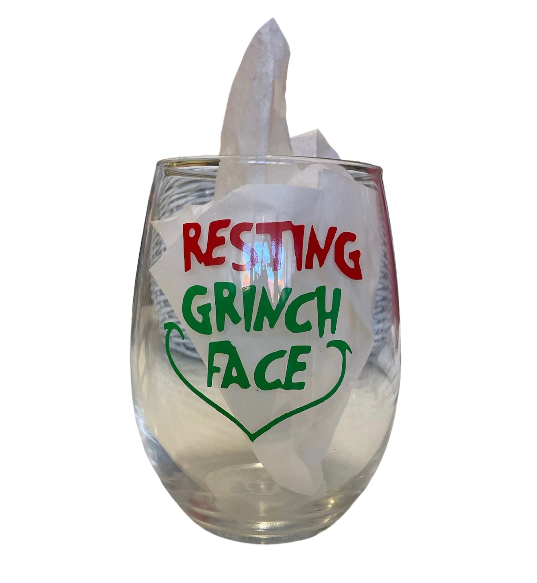 Resting Grinch Face Wine Glass