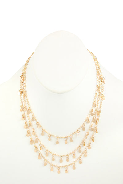 GOLD 3 LAYERED CHAIN NECKLACE WITH PENDANT