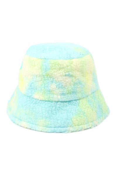 TIE DYE FUZZY FLEECE BUCKET HAT - MINT