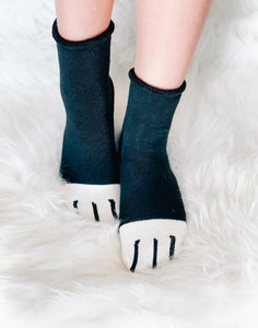 Cat Paw Cozy Sleep Socks - Black