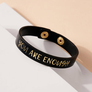 You Are Enough Leather Bracelet - Black