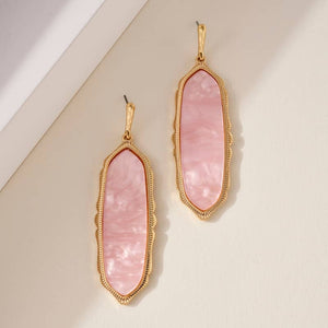 Resin Dangling Earrings - Pink