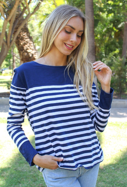 Navy Stripes Top