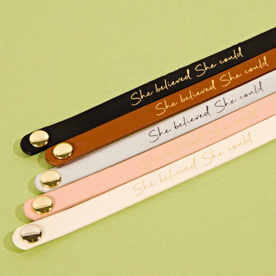She Believed She Could Leather Bracelet